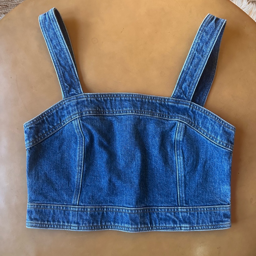 sezane Hermance Denim Crop Top